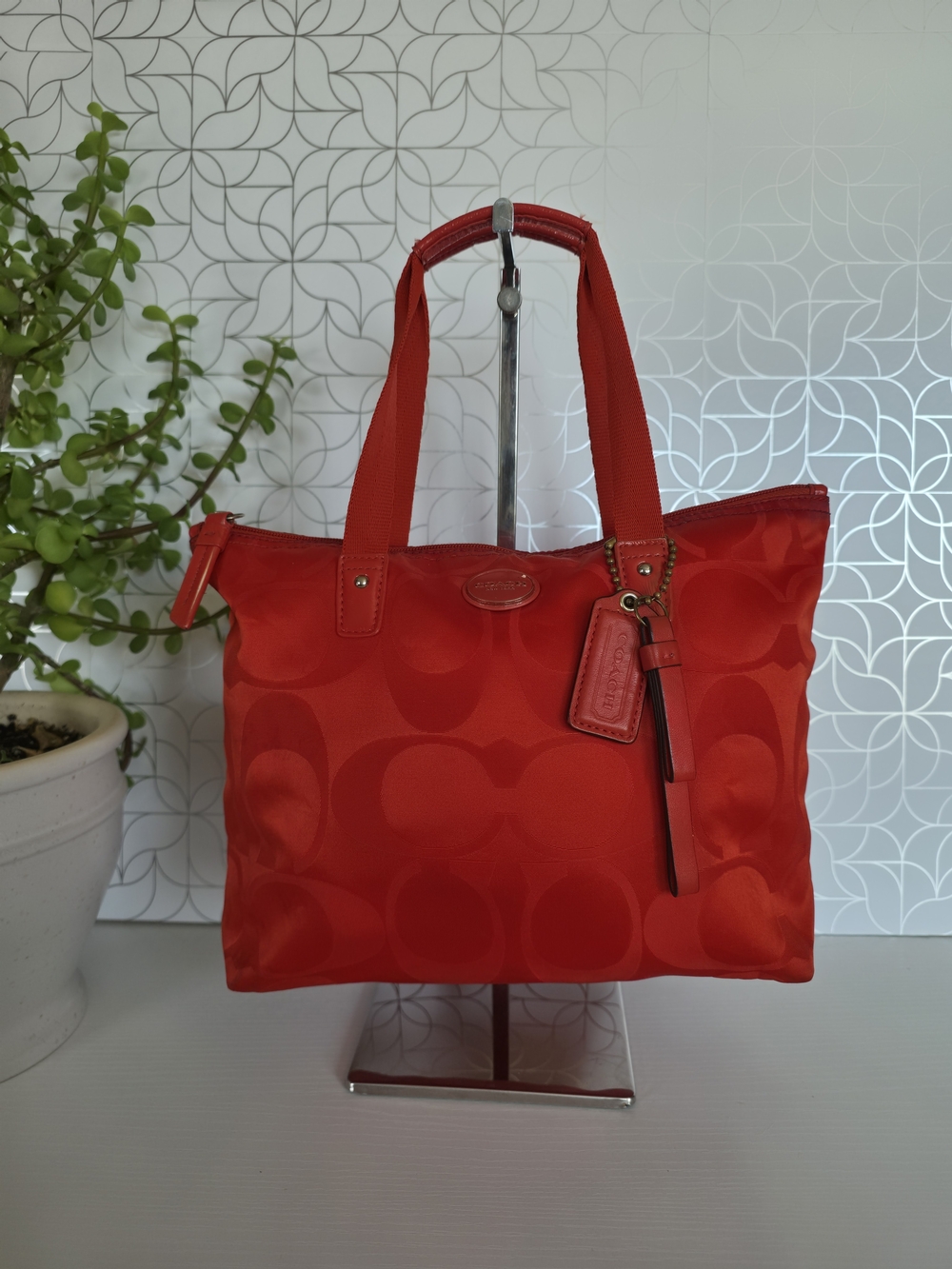 Coach Getaway Signature Nylon Packable Weekender Tote Bag.